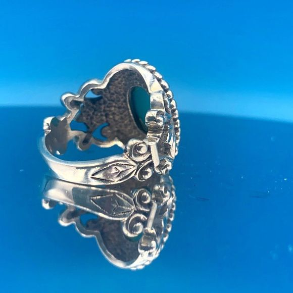 Western Turquoise Sterling Silver Vintage Ring - Picture 9 of 11